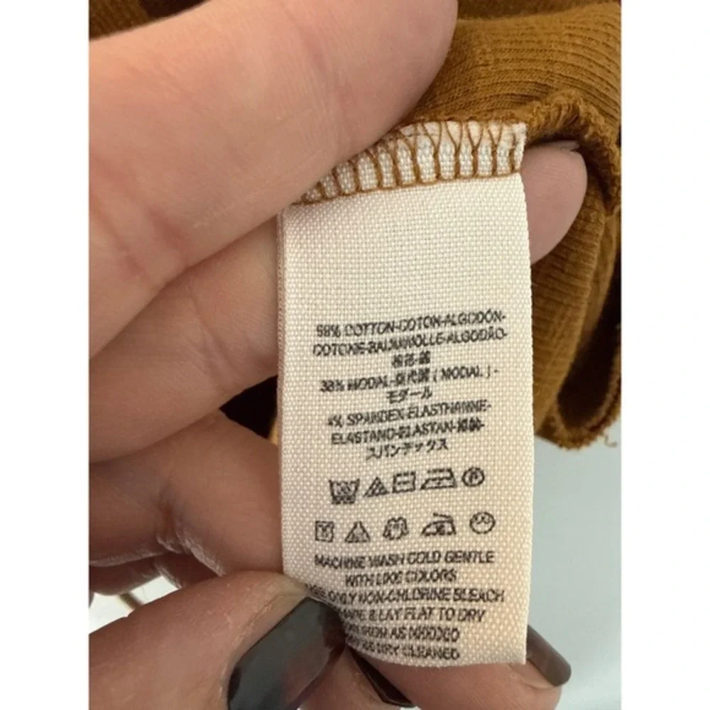 Free People Brown Criss‎ Cross Tie Ribbed Tank Top Size Medium  Cotton Blend